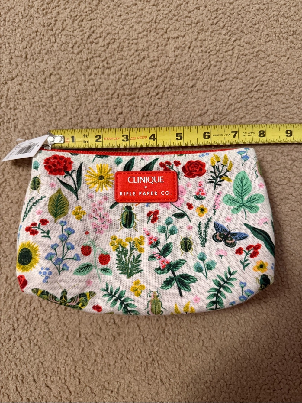NWT Clinique x Rifle Paper Company Floral Makeup Bag with Zipper - Picture 4 of 6